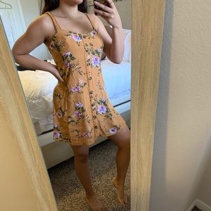 Mustard yellow floral dress
